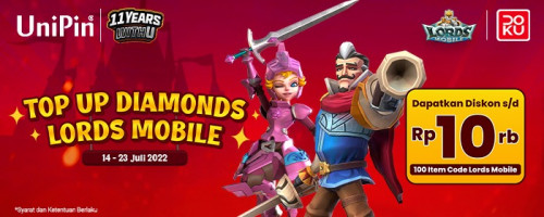 PROMO JULI – Banyak Bonus Buat Kamu Yang Top Up Lords Mobile Pakai Doku Wallet!